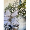 22"-24" Round Front Door Christmas Wreath with Cream Berries, Glittered