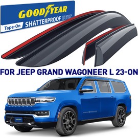 Goodyear Shatterproof Window Deflectors for Jeep Grand Wagoneer L 2023-2026, Tape-on Rain Guards, Window Visors, Vent Deflector Visor, Car Accessories, 4 pcs. - GY008761