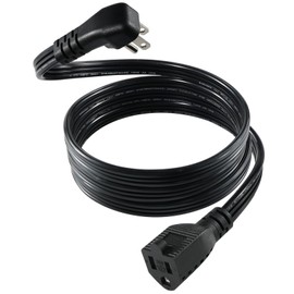 Flat Extension Cord with Flat Wall Plug 6FT - Black Under Rug Flat Extension Cord 3 Prong Flat Wire SPT-3 14AWG Heavy Duty Male to Female Extender Low Profile Grounded Cord for Air Conditioner