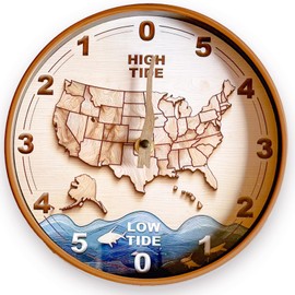 BlissKiss 8 inches Tide Clock Nautical Clock, High Tide Low Tide Boat Accessories and Decor, Battery Operated Wall Tidal Clock Decor for Home Boat