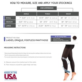 Truform Women's 20-30 mmHg Medical Compression Tights, Footless Opaque Shapewear Support Pantyhose, Medium