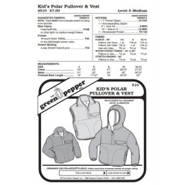 The Green Pepper Inc. Kids Polar Pullover & Vest Jacket Coat #510 Sewing Pattern (Pattern Only)