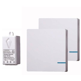 Meichoon Waterproof Wireless Light Switch and Receiver Kit No Wiring Required Up to 100ft Range Programmable and Expandable for Ceiling Fans Lamps Easy to Install 2 Switch + 2 Receivers