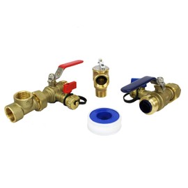 Kahenian 3/4 inch Tankless Water Heater Isolation Service Valve with Pressure Relief Valve, PTC X FNPT, 3/4" Service Installation Valve for Rheem, Rinnai, Takagi, EcoSmart (3/4" PTC)