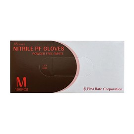 First Rate Nitrile PF Gloves (White) FR-857(M) 100 Maiiri