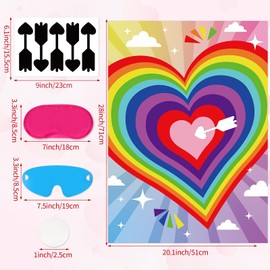 Valentines Games for Kids Pin The Arrow On The Heart with 30 Pcs Arrow Stickers, Large Valentines Party Games Poster for Boys Girls Valentines Party Carnival Party School Classroom Games Supplies