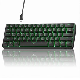 TMKB T61SE 60% Mechanical Gaming Keyboard, Linear Red Switch, LED Backlit, Double-Shot keycap, Anti-Ghosting, Detachable USB-C, Wired Computer Keyboard for Windows Laptop PC Gamer Typist, Black