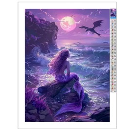 DIY Diamond Painting Kit for Adult Beginners, Sea Mermaid Kit, Adult Animal Diamond Painting Full Diamond Rhinestone Gemstone Art, Ideal Home Wall Decoration Gift 12x18 Inch