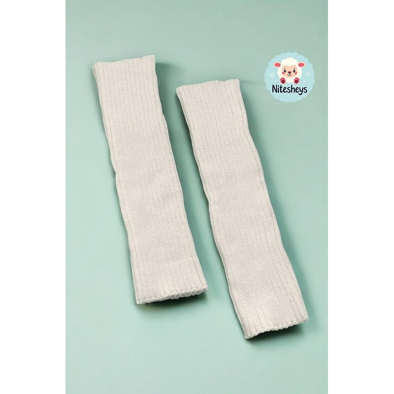 NITESHEYS Lambswool Winter Ribbed Leg Warmers Natural Wool Footless Long