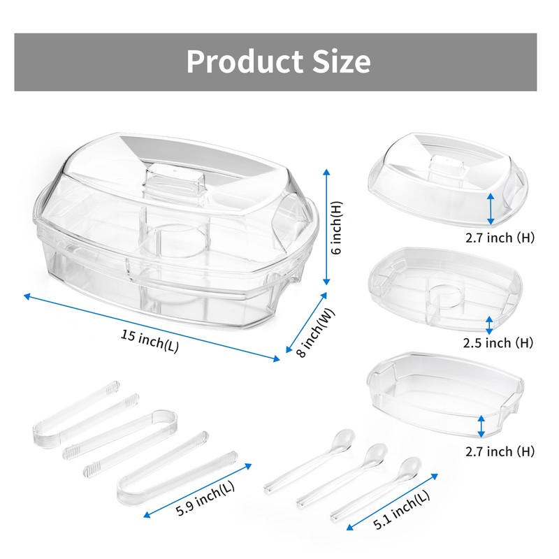 Chillnstay 15-Inch Chilled Serving Tray with Lid and Ice Base,