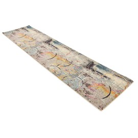 Unique Loom Chromatic Collection Modern Rustic & Vibrant Abstract Area Rug for Any Home Décor, 2 ft 7 x 10 ft 0 Runner, Beige/Blue