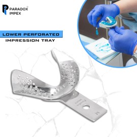 Professional 304 Stainless Steel Regular Perforated Impression Trays With Out Retention Rim, Set of 6 Pcs with 3 Sizes Small, Medium, Large Upper and Lower. (6 Pack Without Retention Rim)