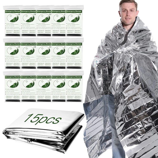 AWCBBT Juego15 Mantas Térmicas de Emergencia,Sabana Cobija Termica,Mantas Termicas de
