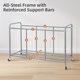 STORAGE MANIAC 5 Section Laundry Sorter, 5 Bins Rolling Separator Laundry Basket, Dirty Clothes Hamper Divider with Heavy Duty Rolling Lockable Wheels, Large Clothes Organizer Cart, Black