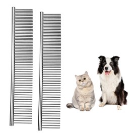 SDKZBFC 2 Pack Stainless Steel Combs, Fine Tooth Grooming for Dogs & Cats