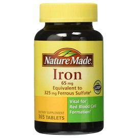 Nature Made Iron 65 mg, 365 Tablets, Supports Red Blood Cell Formation Pack of 2
