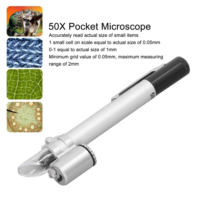 50X Handheld Microscope Pen, Wireless Pocket Microscope LED Lighted Magnifying