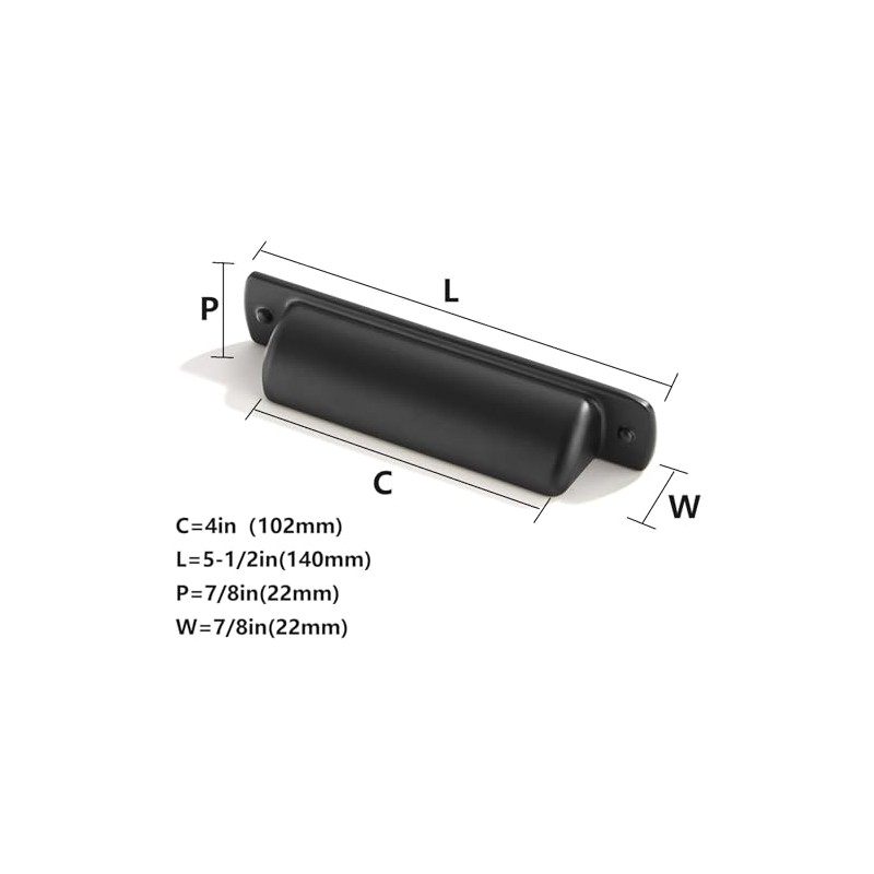 khtumeware 6 Pack 4"(102mm) Vintage Drawer Pulls Matte Black Cabinet