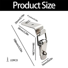 8-Pack Stainless Steel 90 Degree Spring Toggle Latches with Clasp Buckle Latch and Screws for Tool Box, Cabinet, Case, Barn