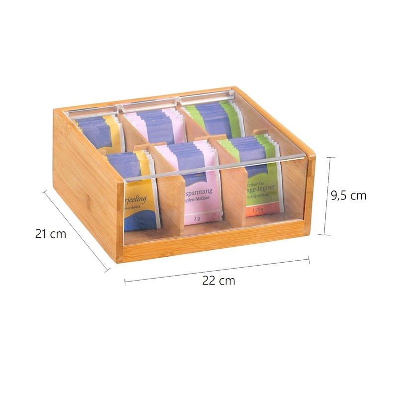 Kesper Teebox, Holz, braun, 22 x 21 x 9.5 cm