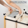 STO STO 2-Section Laundry Sorter with Bamboo Frame, Rolling Laundry