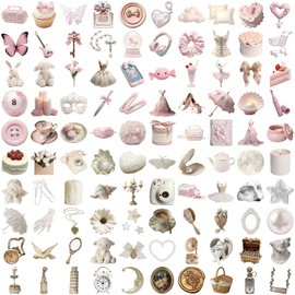 100pcs Coquette Stickers Pack - Cute Waterproof Vinyl Aesthetic Stickers for Girls | Laptop, Water Bottle, Phone, Guitar Decoration