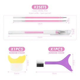 2 sets of eyebrow drawing pencils, equipped with 1 make-up aid with short handle and 1 eyelash barrier with comb, eyeliner aid and beauty tools