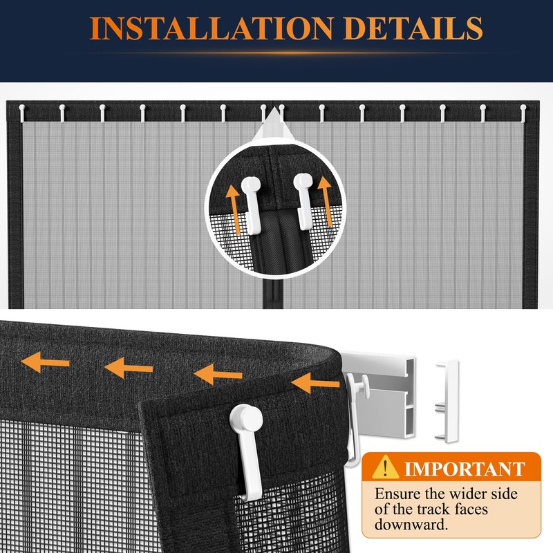 MAGZO Magnetic Screen Door with Sliding Track, Fits 30'' x