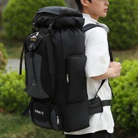CINGHI LUSSO Hiking Backpack 70L Rucksack for Men Women Waterproof Backpack for Travelling Lightweight Outdoor Bags Camping Back Pack (Black)
