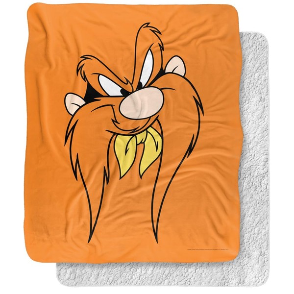 Looney Tunes Blanket, 50"x60", Yosemite Sam Face Sherpa Back Super