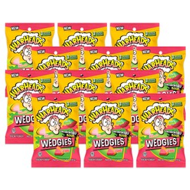 WARHEADS Wedgies - Sour Chewy Candy - Pink Lemonade, Cherry Limeade & Watermelon Punch Flavors - 7.25 oz. Bags - 12 Pack