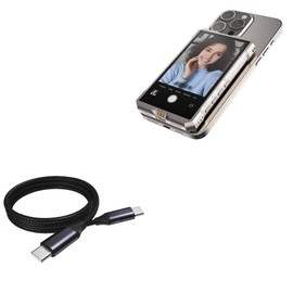 BoxWave Cable Compatible with JYYXF Fotorgear MS01 Vlog Monitor (3.9 in) - DirectSync PD Cable (3ft) - USB-C to USB-C (100W), Type C Braided Charge and Fast Sync - Jet Black