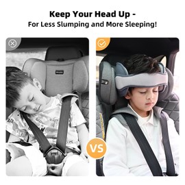 StoHua Kids Car Seat Head Support Band, Adjustable Child Carseat Head Holder Head Strap, Safety Car Seat Neck Relief Strap, Breathable Head Neck Pillow Support – Baby Travel Accessories (Dark Grey)