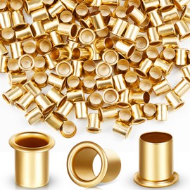 Dunzy 150 Pieces 1/4 Inch Shelf Pin Sleeves Cabinet Shelf Pins Shelf Reinforcement Grommets for Kitchen Furniture Bookshelf Pin Shelve Support Pegs (Brass)