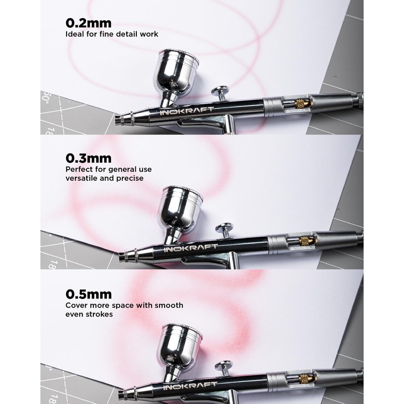 InoKraft Airbrush sets with 3 Nozzle 0.2, 0.3 & 0.5