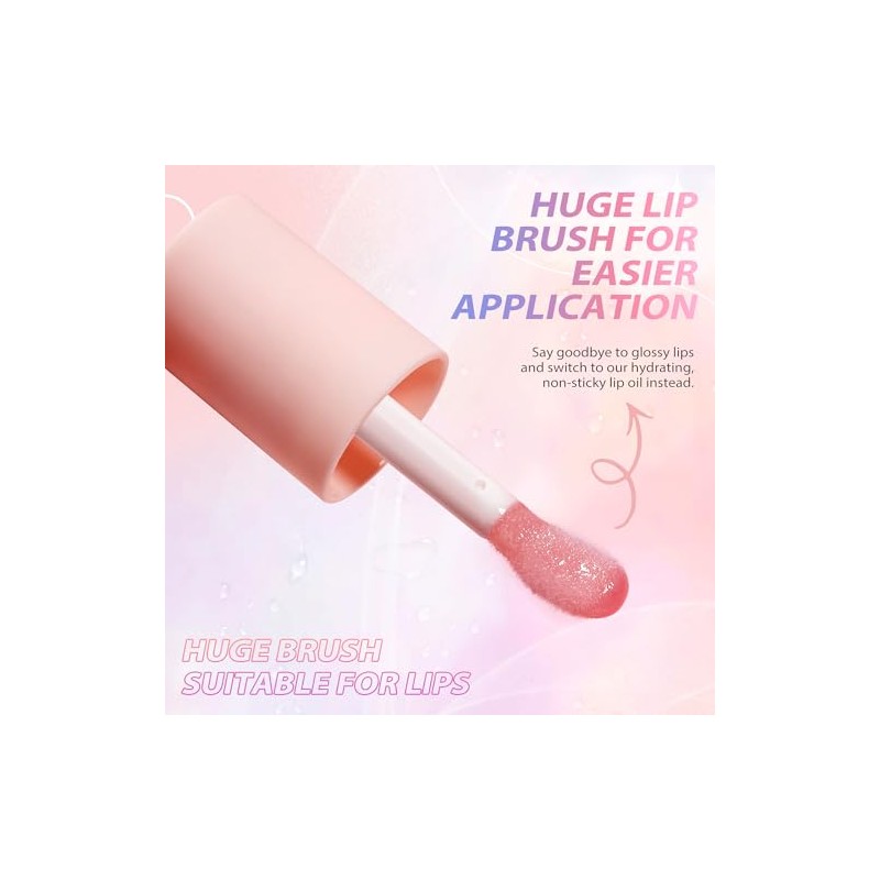 Aceite Hidratante para Labios Lip Oil Gloss, Non-Sticky Fruit Flavored,