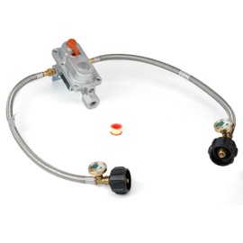 Skyflame 2-Stage Automatic Changeover LP Regulator with Two 18" Pigtail Propane Hoses and Gauges, Camper Propane Regulator Dual Kit for for RVs Vans Trailers
