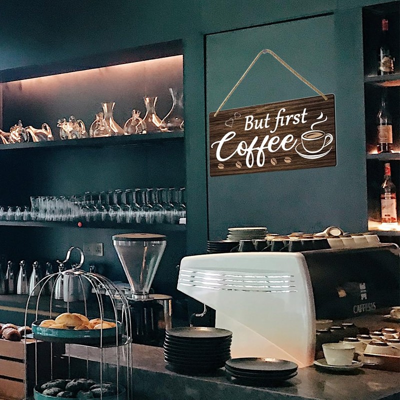 But First Coffee Sign - Wooden Coffee Bar Art, 6