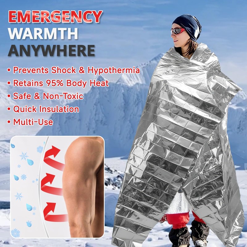 SecuCaptain Survival Emergency Thermal Blankets: 75 Pack Extra Large 84”