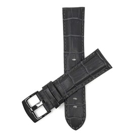 Bandini 20mm Mens Leather Watch Band - Alligator Pattern Leather Watch Strap - Replacement Watch Band for Classic and Smart Watch - Grey 20 mm Watch Band - Black Buckle