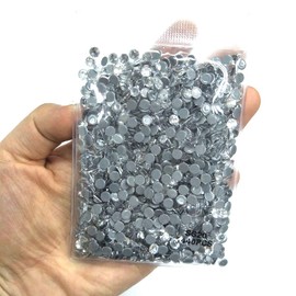 Queenme 1440pcs Clear SS20 Hotfix Rhinestones 20SS Flatback Crystals for Clothes Shoes Crafts Hot Fix 5MM Round Glass Gems Stones Flat Back Iron on Rhinestones for Clothing