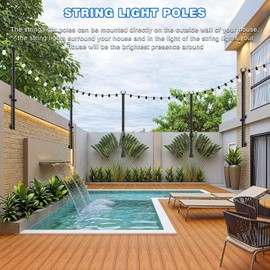 zoegi 4 Pack 5FT String Light Poles,Light Poles for Outside Lights,Outdoor Brackets Hanging Lights,Metal Stand for Deck Patio,Backyard,Wedding,Deck,Party