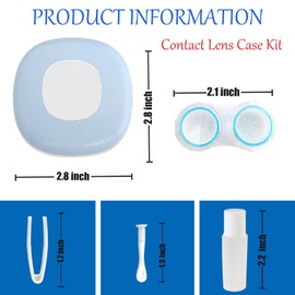 Erewa Contact Lens Case Kit with Mirror Durable, and 3pcs Extra Solution Soaking Cases for Travel Daily Outdoor(Blue)
