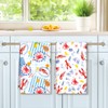 Arquiel Summer Lobster Tea Towels, Beach Lemon Cotton Kitchen Towel
