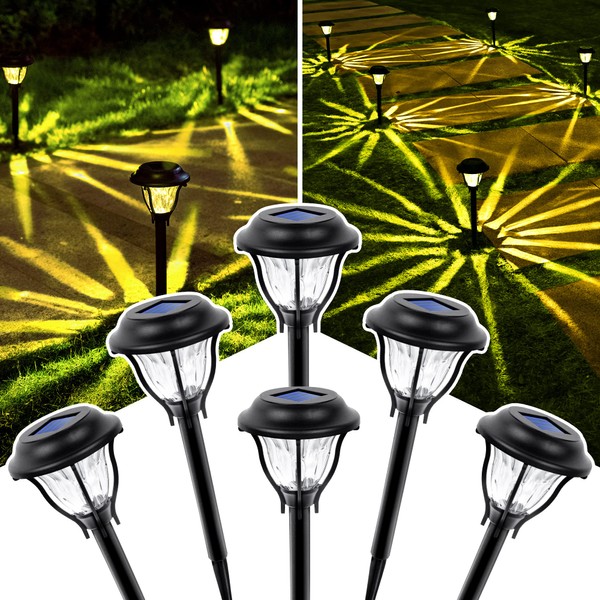 SOLPEX Solar Outdoor Lights Pathway, 6 Pack LED Solar Path Lights, Solar Garden Lights Outdoor Waterproof, Solar Powered Pathway Lights for Yard, Pathway, Lawn (Warm White)