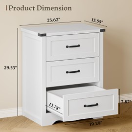BORNOON 3-Drawer Dresser for Bedroom, Small Wooden Chest of Drawers with Metal Handles, Narrow Storage Cabinet with Anti-Tipping Design, Sturdy Dresser Organizer for Closet, Living Room, Entryway