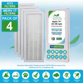 Breathe Naturally - Premium HEPA Filters Compatible with Idylis F AC-38 Series Air Purifiers - Made for Idylis F AC-38/560885 Series - HEPA Filters Packaged in USA(4 Pack Replacement HEPA Filter)