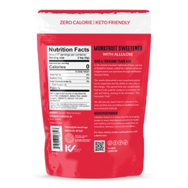 Lakanto Classic Monk Fruit Sweetener With Allulose, White Sugar Substitute From Monk Fruit Extract for Baking, Coffee, Tea, Gluten Free, Zero Calorie, Low Carb, Non GMO, Keto, Classic White, 8 OZ Bag