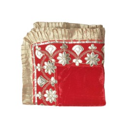 Red Velvet Pooja Cloth Mat Aasan Decorative Cloth (Size:-22 Inches X 22 Inches) for Multipurpose Traditional Pooja Festival New Year Decorations Item & Pooja Article