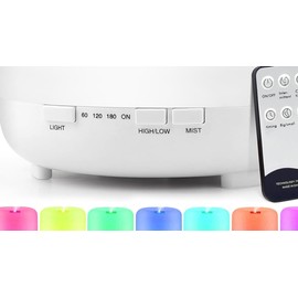 Humidificadores para Recámara 500ML, Difusor de Aceites Esenciales, de Niebla Fría Súper Silenciosos para Bebé, 7 Colores, 2 Niveles de Niebla, 4